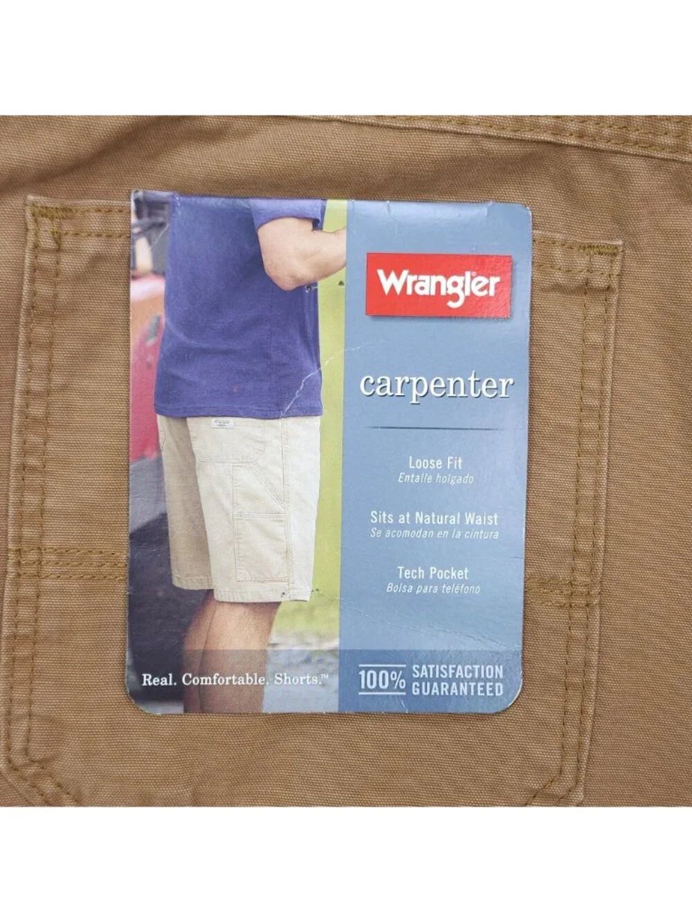 Wrangler Carpenter Loose Fit Shorts Sz 44 100% Cotton Natural Waist Tech Pocket